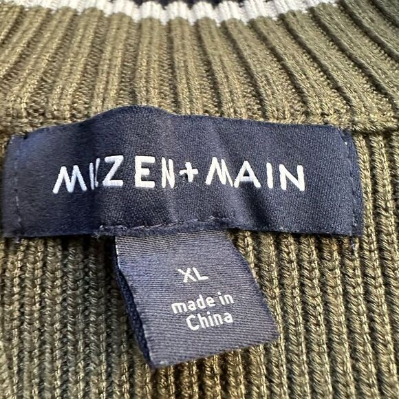 Mizzen+Main‎ Green Ribbed Pullover Mock Neck Button Sweater Men’s L Read - Picture 3 of 11